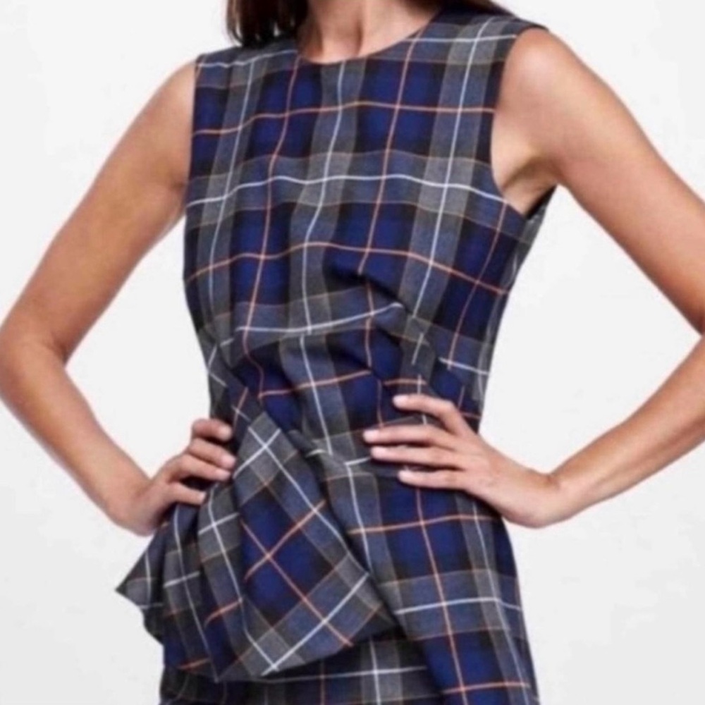 Zara multi plaid sleeveless blouse